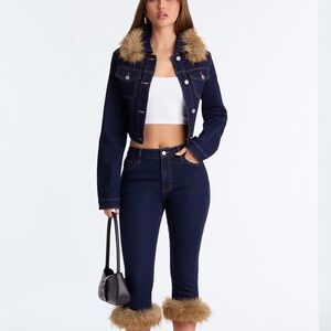 NWT Bitter Queen Faux Fur Capri Jeans & Jacket